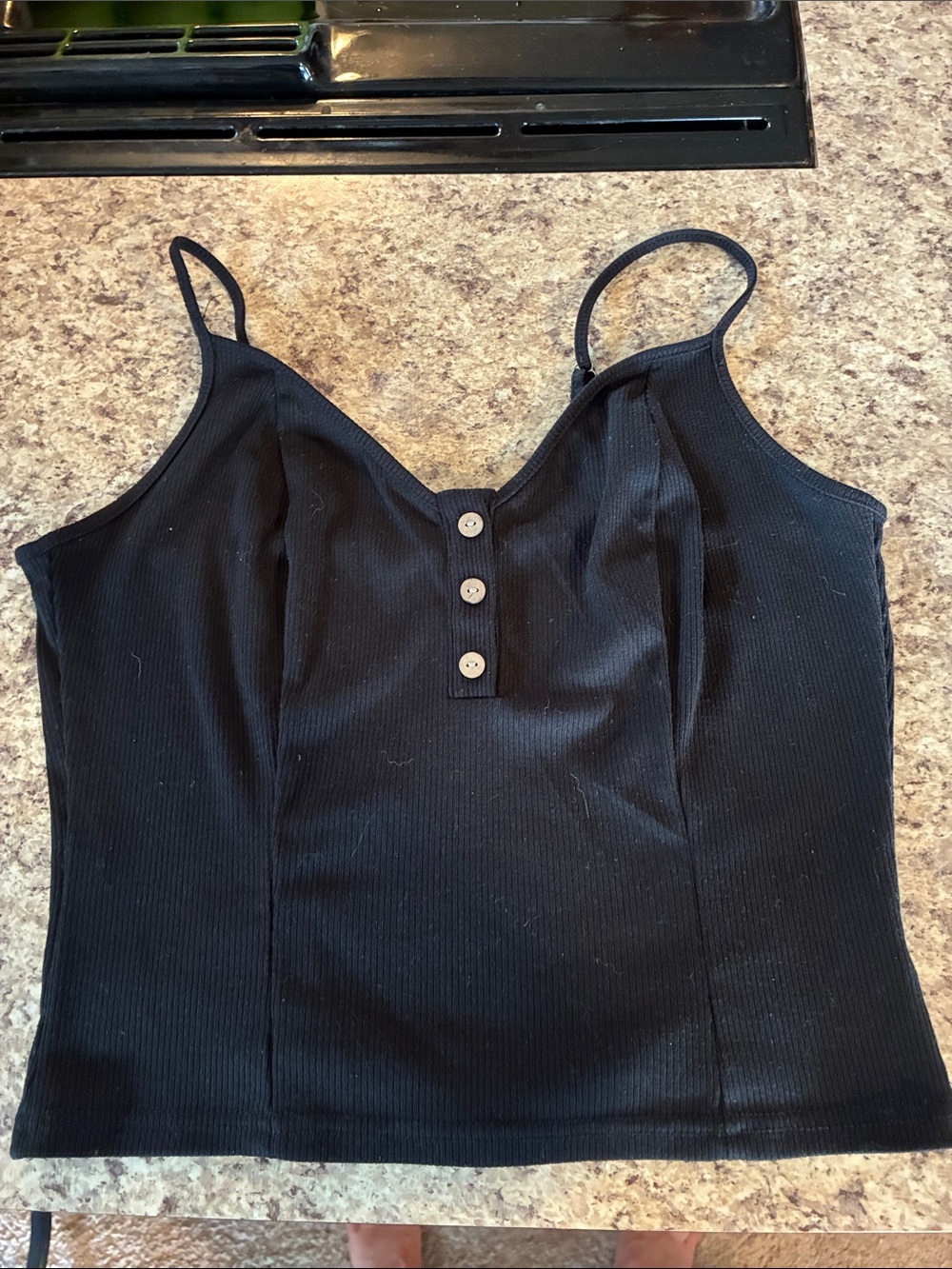 Fashion Nova Black Ribbed Button-Front crop Cami sz XL.  RS